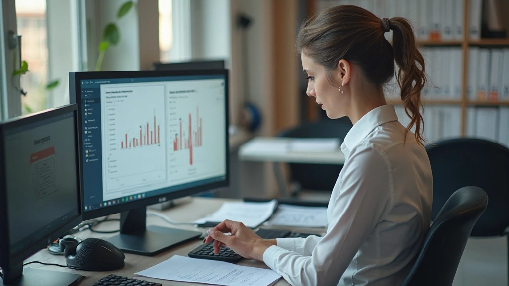 Специалист по контролю расходов анализирует счета и платежи в системе